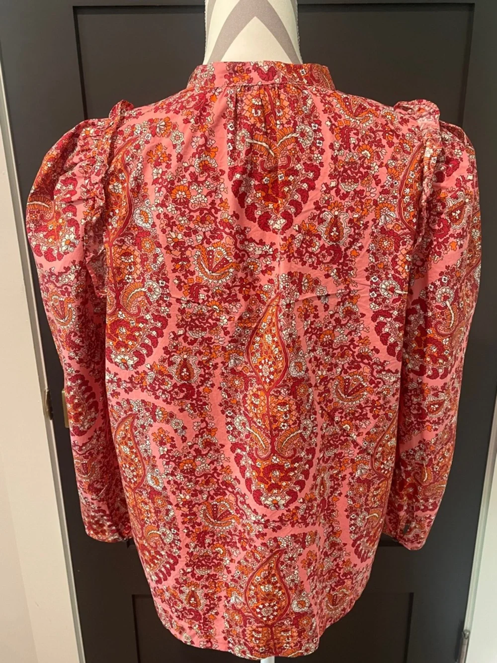 J.Crew Paisley Ruffle Cotton Blouse Size L